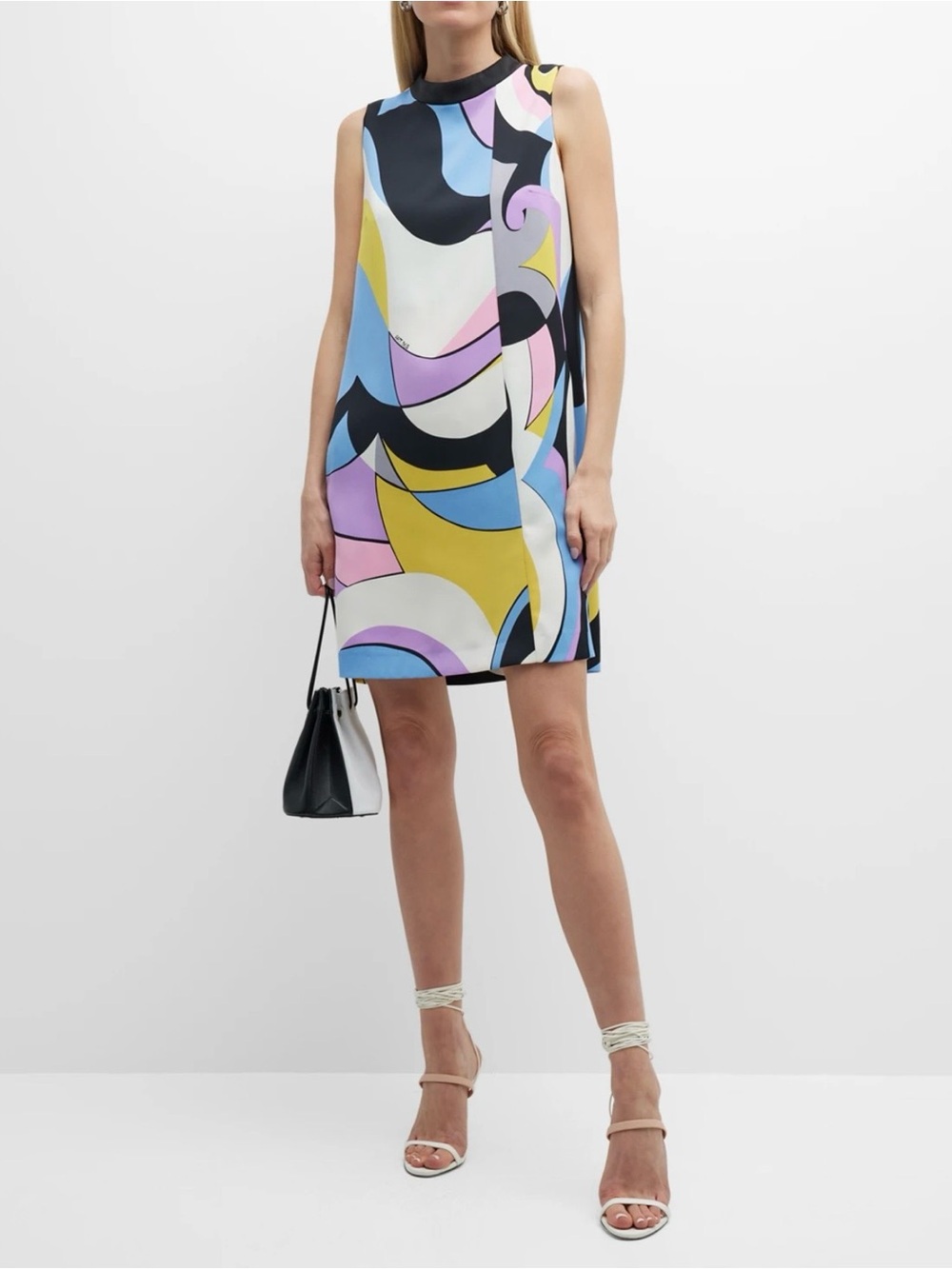 MARELLA ART. 365 Sleeveless Abstract Print Shift Dress in Pastel Multi